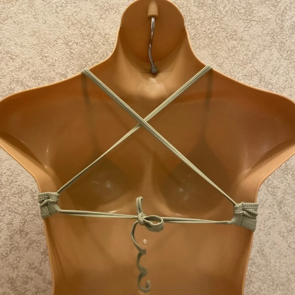 Adore Me Mossy Green Velvet Ribbed Bikini Top